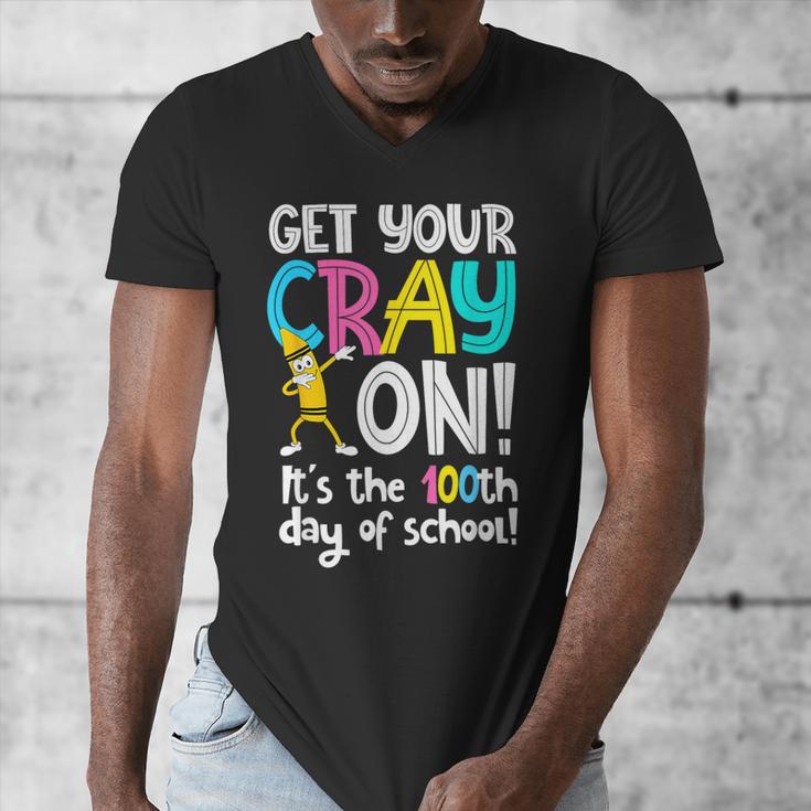 100th Day Of School Get Your Cray On Teacher Men's V-Neck T-Shirt, funny design 100th Day Of School Get Your Cray On Teacher Men's V-Neck T-Shirt, funny design