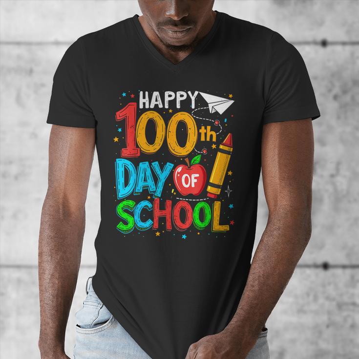 100th Day Of School Teachers Kids Happy 100 Days Men's V-Neck T-Shirt, funny design 100th Day Of School Teachers Kids Happy 100 Days Men's V-Neck T-Shirt, funny design