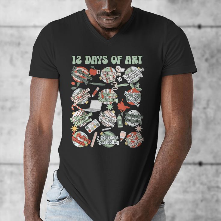 12 Days Of Art Teacher Christmas Artists Painter Educational Men's V-Neck T-Shirt, funny design 12 Days Of Art Teacher Christmas Artists Painter Educational Men's V-Neck T-Shirt, funny design