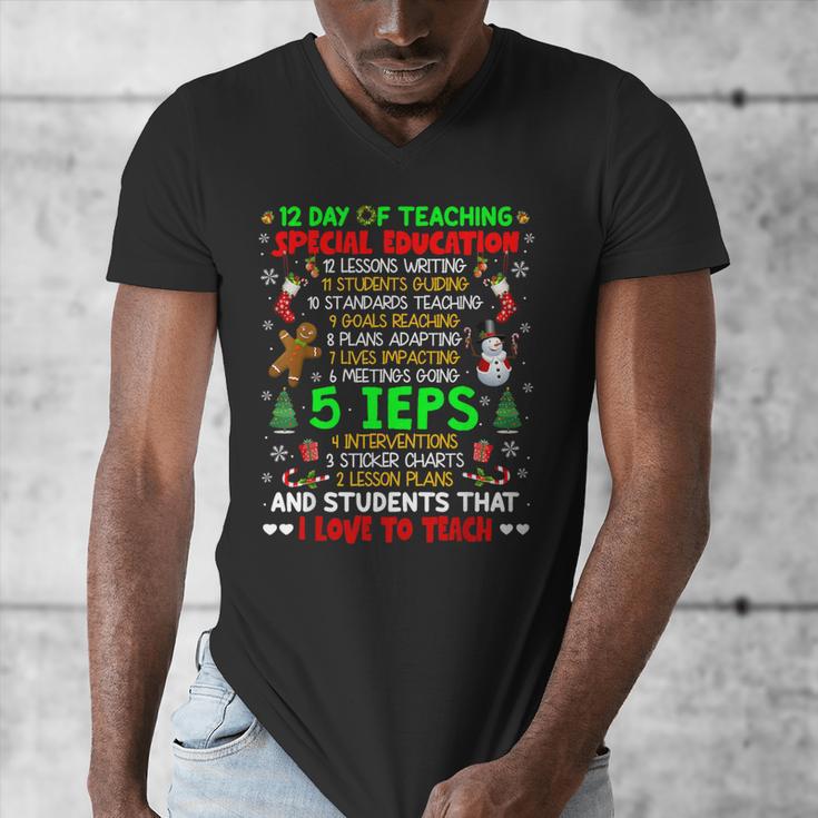 12 Days Of Teaching Special Education IEPS SPED Teacher Xmas Men's V-Neck T-Shirt, funny design