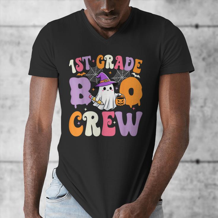 1st Grade Boo Crew Spooky First Grade Halloween Teacher Men's V-Neck T-Shirt, First Grade Teacher Gifts, funny design