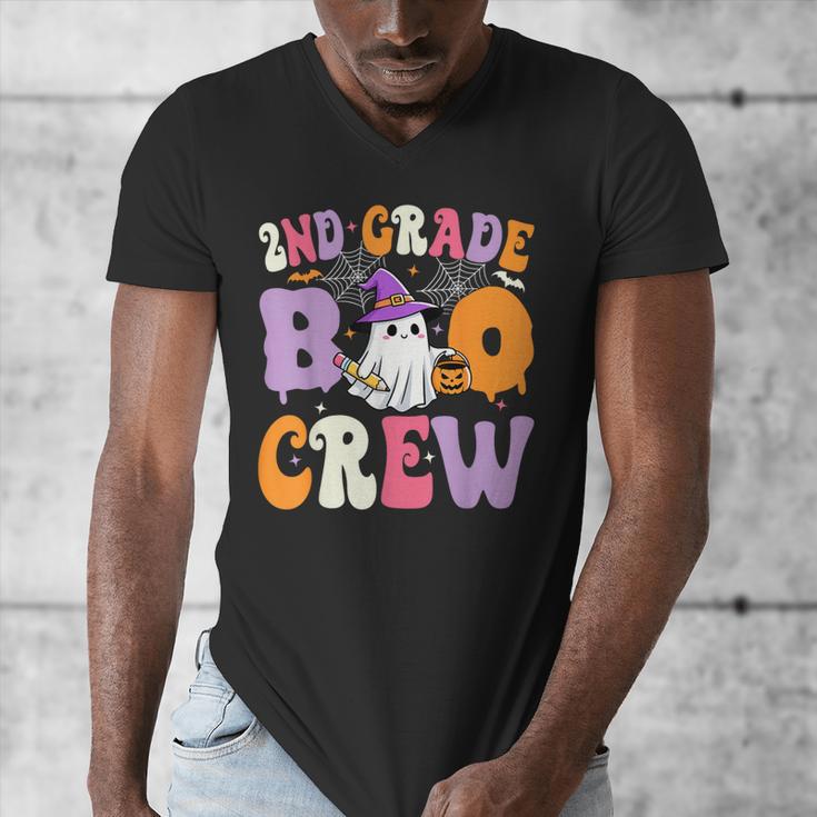 2nd Grade Boo Crew Spooky Second Grade Halloween Teacher Men's V-Neck T-Shirt, 2nd Grade Teacher Gifts, funny design