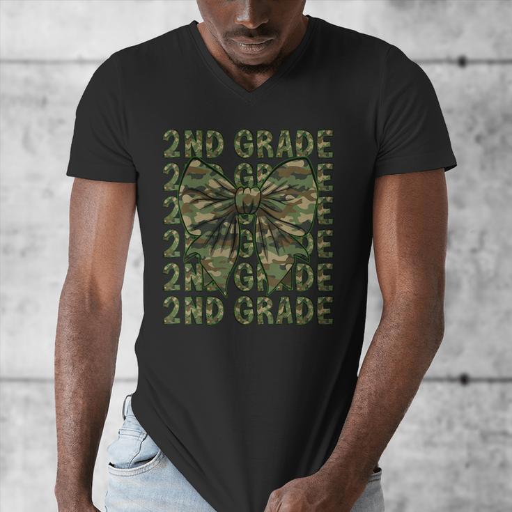 2nd Grade Teacher Student Camo Bow Back To School Men's V-Neck T-Shirt, 2nd Grade Teacher Gifts, funny design 2nd Grade Teacher Student Camo Bow Back To School Men's V-Neck T-Shirt, 2nd Grade Teacher Gifts, funny design