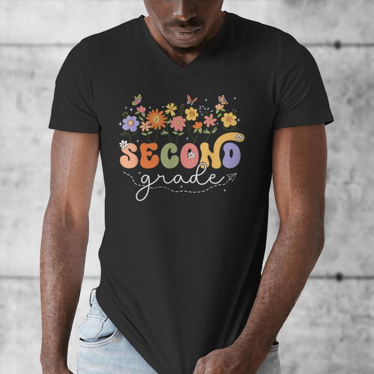 2nd Second Grade Teacher Wildflower Back To School Floral Men's V-Neck T-Shirt, 2nd Grade Teacher Gifts, funny design 2nd Second Grade Teacher Wildflower Back To School Floral Men's V-Neck T-Shirt, 2nd Grade Teacher Gifts, funny design