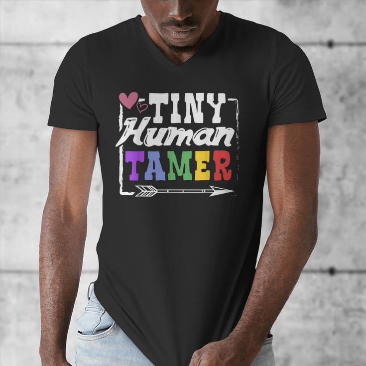 4 Teachers Or Parents Tiny Human Tamer Tee T-Shirt Men's V-Neck T-Shirt, funny design
