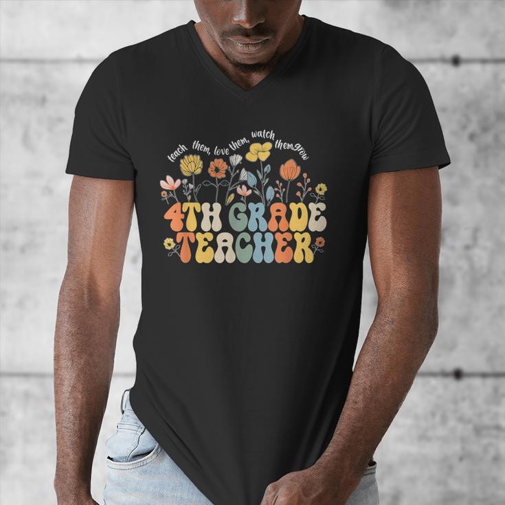 4th Fourth Grade Teacher Appreciation Teaching Wildflowers Men's V-Neck T-Shirt, 4th Grade Teacher Gifts, funny design 4th Fourth Grade Teacher Appreciation Teaching Wildflowers Men's V-Neck T-Shirt, 4th Grade Teacher Gifts, funny design