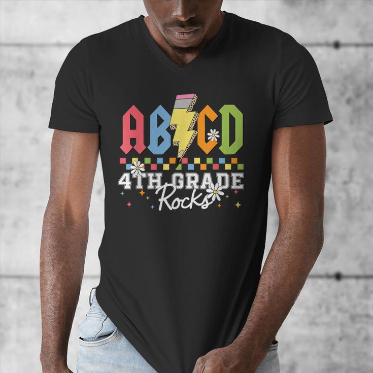 4th Grade Rocks ABCD Back To School Rock Teachers Men's V-Neck T-Shirt, funny design 4th Grade Rocks ABCD Back To School Rock Teachers Men's V-Neck T-Shirt, funny design