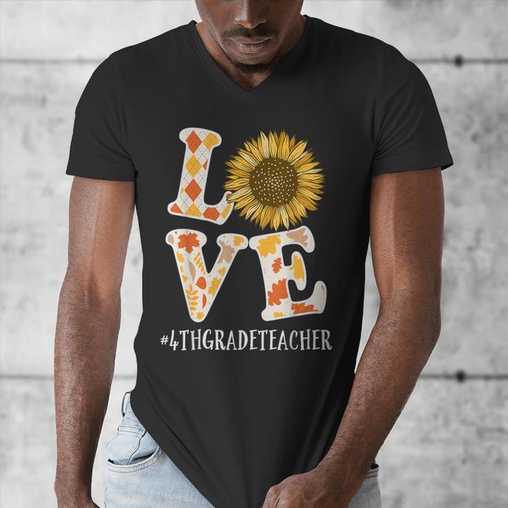 4th Grade Teacher Love Autumn Fall Sunflower Appreciation Men's V-Neck T-Shirt, 4th Grade Teacher Gifts, funny design 4th Grade Teacher Love Autumn Fall Sunflower Appreciation Men's V-Neck T-Shirt, 4th Grade Teacher Gifts, funny design