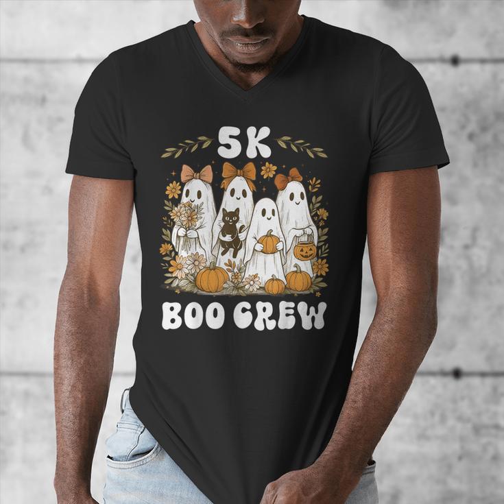 5K Boo Crew Halloween Teacher K5 Floral Ghost Trick Or Teach Men's V-Neck T-Shirt, funny design 5K Boo Crew Halloween Teacher K5 Floral Ghost Trick Or Teach Men's V-Neck T-Shirt, funny design
