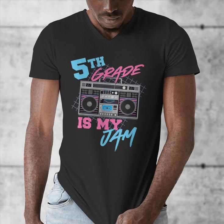 5th Grade Is My Jam Vintage 80s Boombox Teacher Student Men's V-Neck T-Shirt, funny design