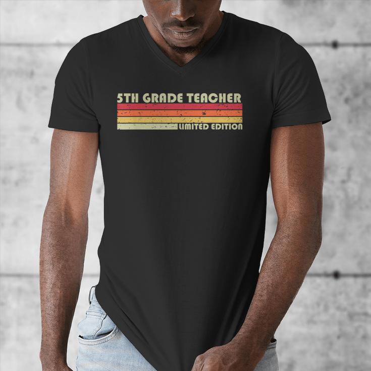5TH GRADE TEACHER Job Title Profession Birthday Worker Men's V-Neck T-Shirt, funny design