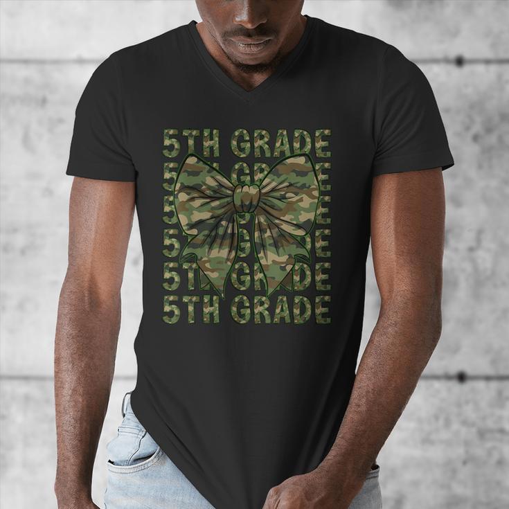 5th Grade Teacher Student Camo Bow Back To School Men's V-Neck T-Shirt, funny design 5th Grade Teacher Student Camo Bow Back To School Men's V-Neck T-Shirt, funny design