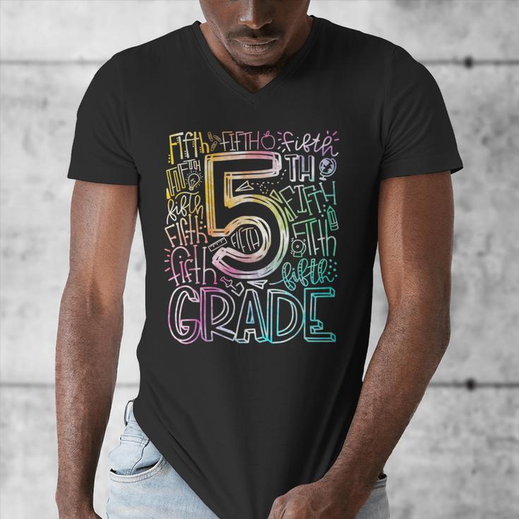 5th Grade Typography Team Fifth Grade Teacher Back To School Men's V-Neck T-Shirt, funny design