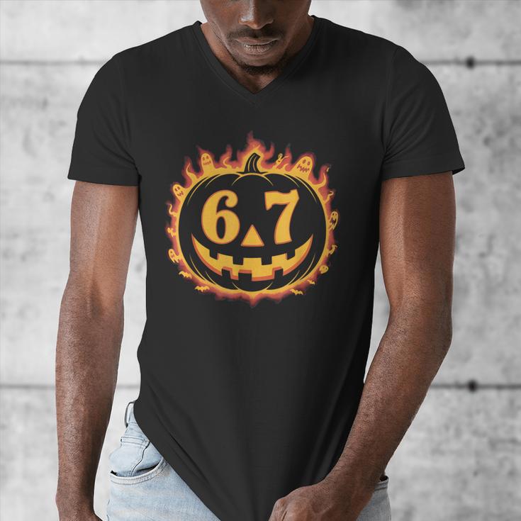 6 7 Meme Halloween Pumpkin Costume For Student Teacher Men's V-Neck T-Shirt, funny design