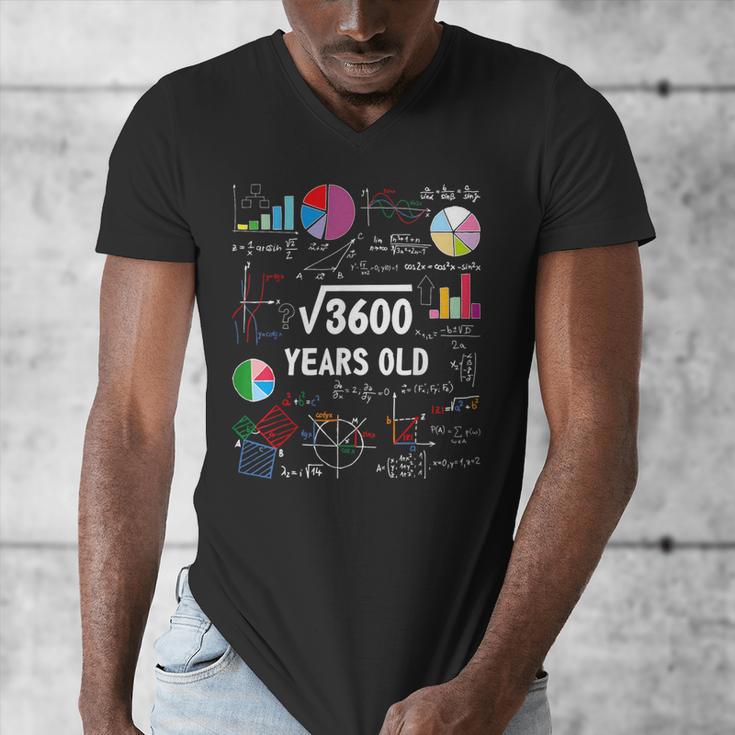 60 Year Old Math Teacher Square Root Of 3600 60th Birthday Men's V-Neck T-Shirt, funny design