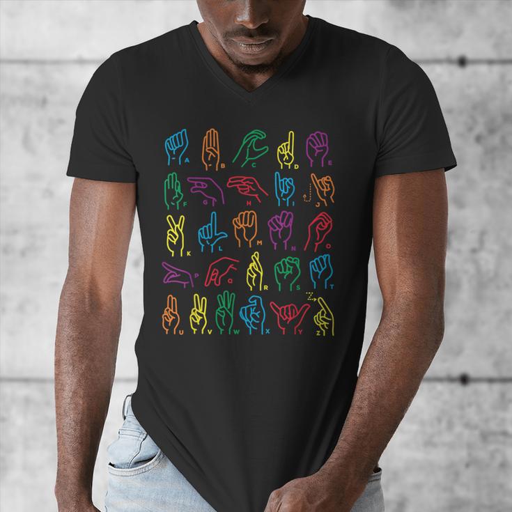 ABC Sign Language Chart Teacher Hand Letter Alphabet ASL Men's V-Neck T-Shirt, funny design ABC Sign Language Chart Teacher Hand Letter Alphabet ASL Men's V-Neck T-Shirt, funny design