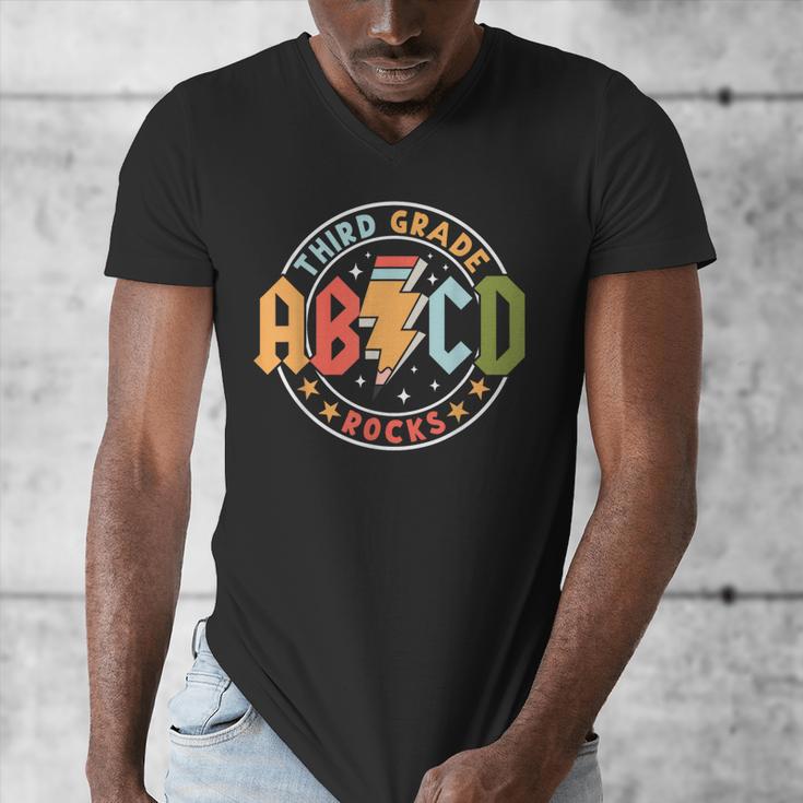 ABCD 3rd Grade Rocks Pencil Lightning Teachers Rock Boys Men's V-Neck T-Shirt, funny design ABCD 3rd Grade Rocks Pencil Lightning Teachers Rock Boys Men's V-Neck T-Shirt, funny design