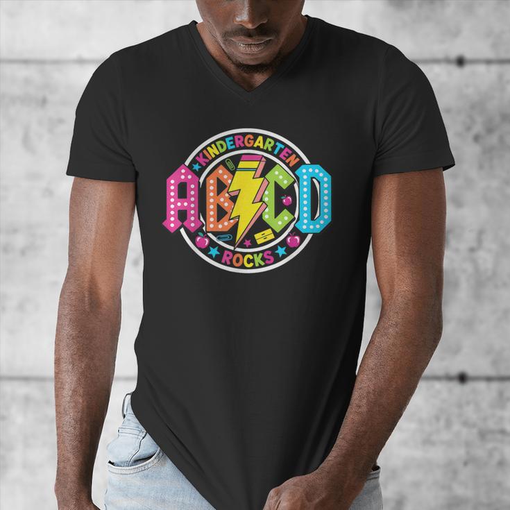 ABCD Kindergarten Rocks Back To School Teachers Students Men's V-Neck T-Shirt, funny design ABCD Kindergarten Rocks Back To School Teachers Students Men's V-Neck T-Shirt, funny design