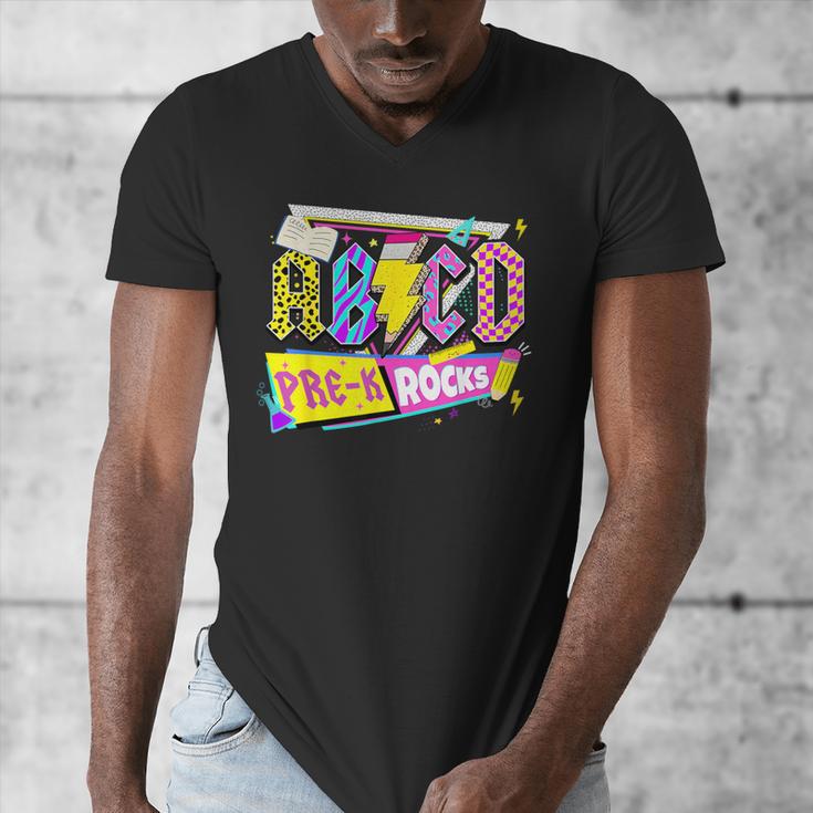 ABCD Pre-K Rocks Back To School PreK Kindergarten Teacher Men's V-Neck T-Shirt, funny design