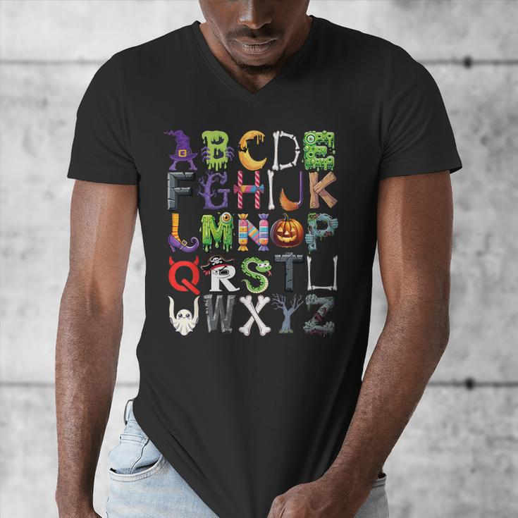 ABCs Alphabet Halloween Learning Kindergarten Teachers Men's V-Neck T-Shirt, funny design ABCs Alphabet Halloween Learning Kindergarten Teachers Men's V-Neck T-Shirt, funny design