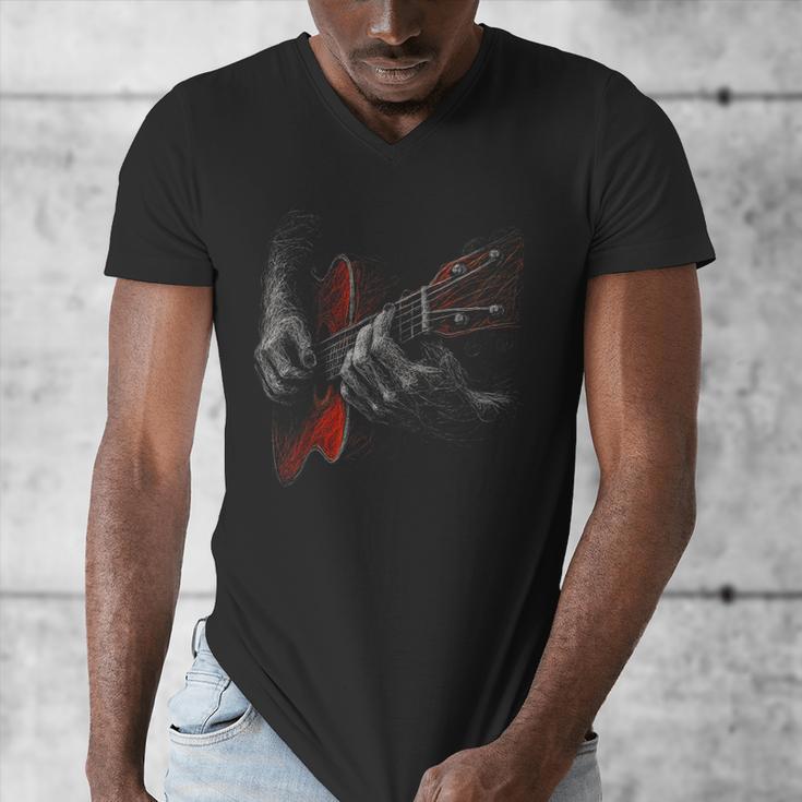 Acoustic Guitar Player Shirt Vintage Music Teacher Guitarist Men's V-Neck T-Shirt, funny design