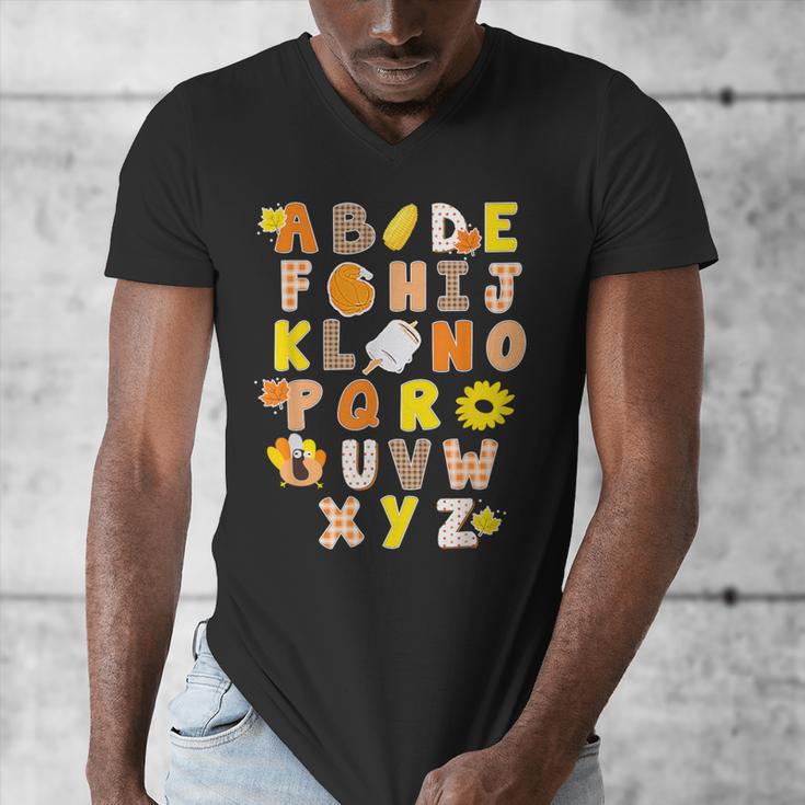 Alphabet Turkey Thanksgiving Costume Preschool Teacher Men Women Men's V-Neck T-Shirt, funny design