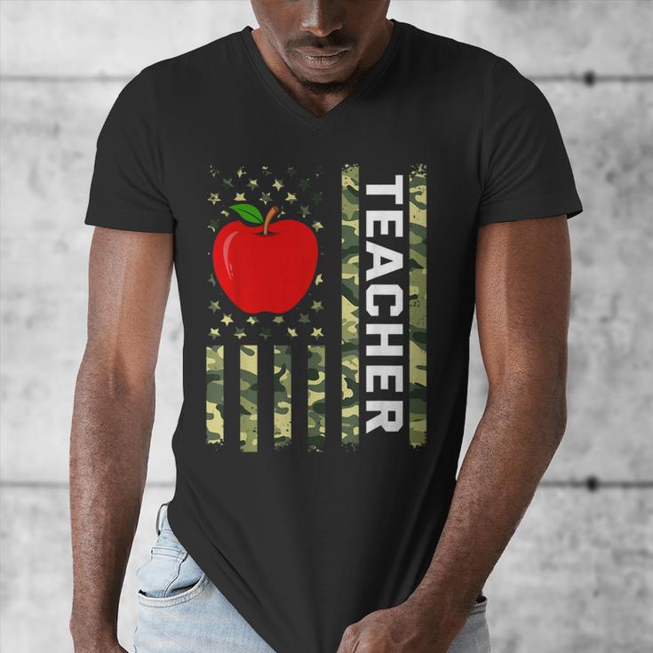 American Flag Camouflage Teacher Patriotic 4th Of July Men's V-Neck T-Shirt, funny design American Flag Camouflage Teacher Patriotic 4th Of July Men's V-Neck T-Shirt, funny design