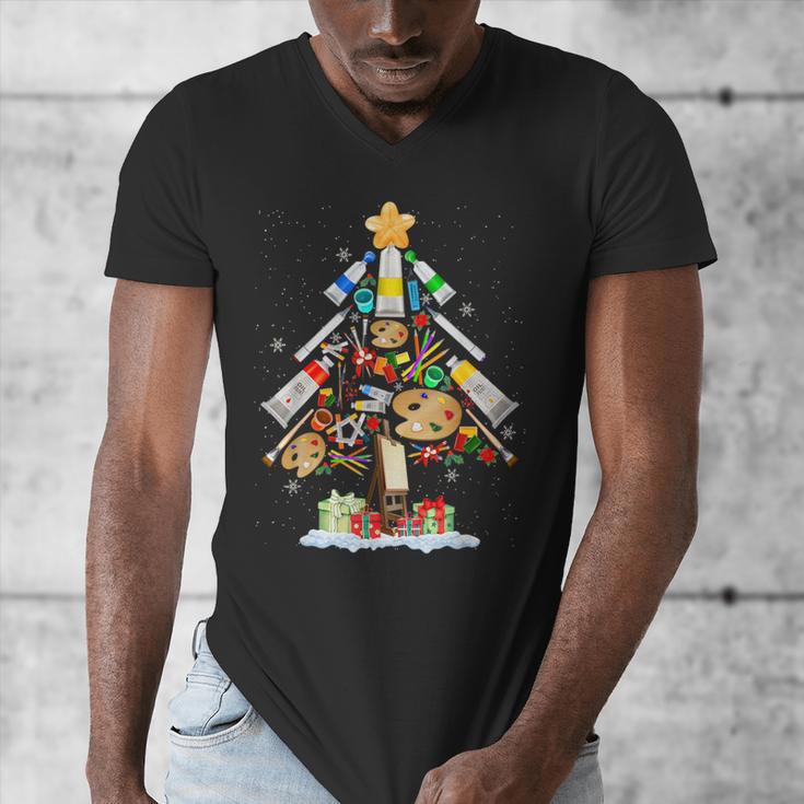 Art Christmas Tree Merry Christmas Artist Art Teacher Men's V-Neck T-Shirt, funny design Art Christmas Tree Merry Christmas Artist Art Teacher Men's V-Neck T-Shirt, funny design
