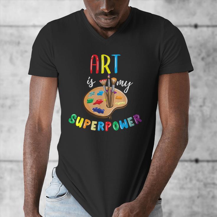 Art Is My Superpower Art Teacher Men's V-Neck T-Shirt, funny design