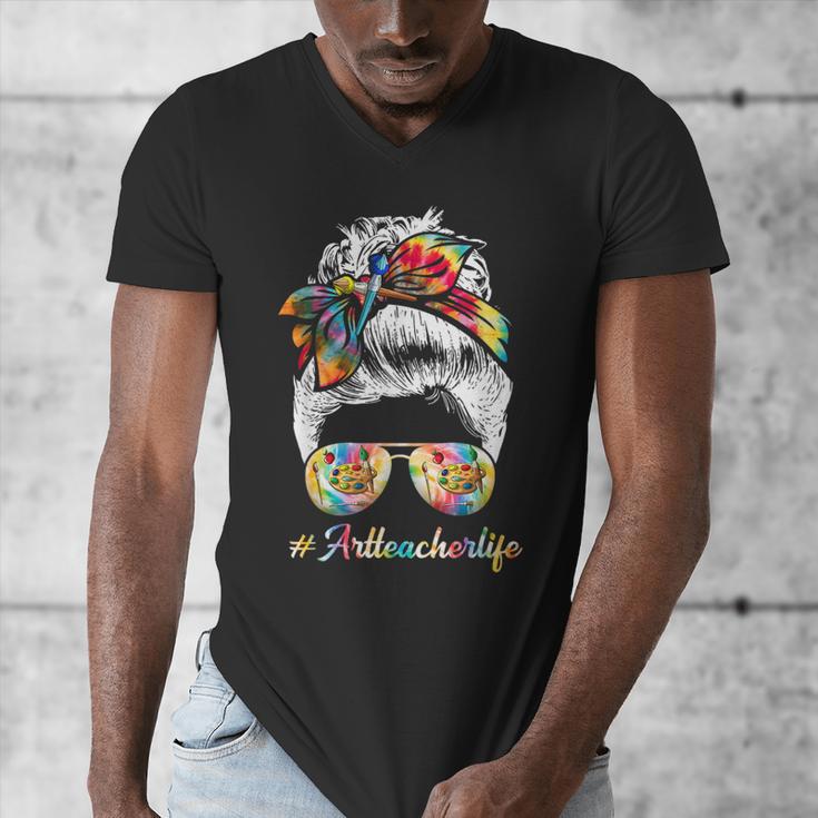 Art Teacher Life Messy Bun Back To School Art Teacher Men's V-Neck T-Shirt, funny design Art Teacher Life Messy Bun Back To School Art Teacher Men's V-Neck T-Shirt, funny design