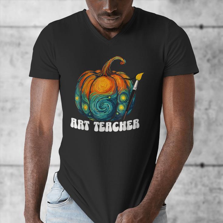 Art Teacher Pumpkin Halloween Night Men Women Men's V-Neck T-Shirt, funny design