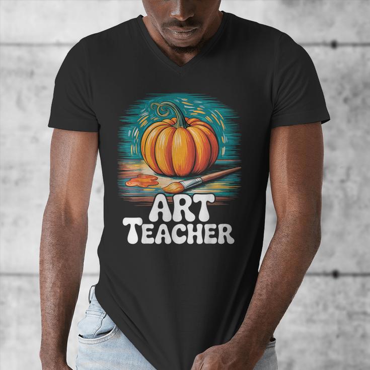 Art Teacher Pumpkin Painting Halloween Costume Men's V-Neck T-Shirt, funny design