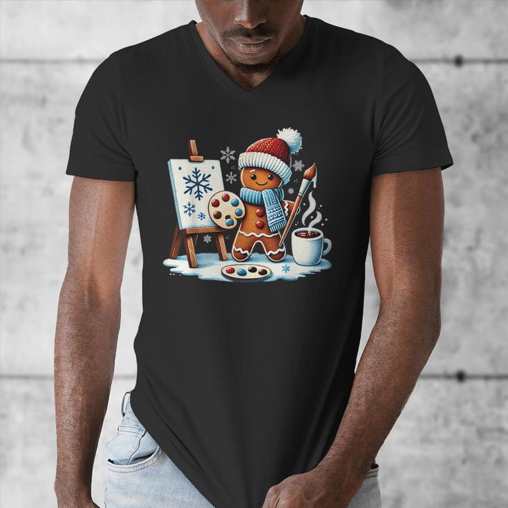 Artist Gingerbread Painter Art Teacher Student Christmas Men's V-Neck T-Shirt, funny design