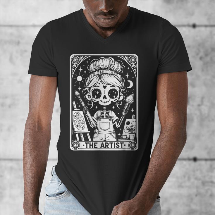 Artist Tarot Card Skeleton Painter Art Teacher Witchy Men's V-Neck T-Shirt, funny design Artist Tarot Card Skeleton Painter Art Teacher Witchy Men's V-Neck T-Shirt, funny design