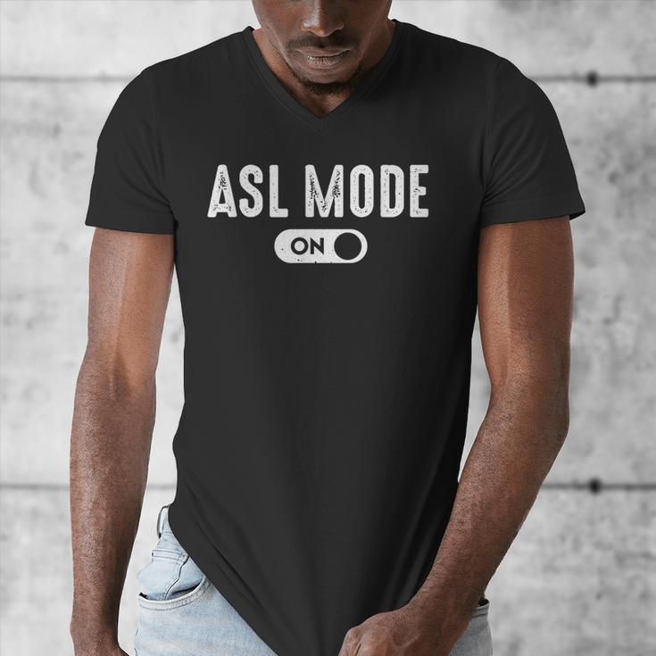 ASL Mode Sign Language Deaf ASL Teacher Men's V-Neck T-Shirt, funny design ASL Mode Sign Language Deaf ASL Teacher Men's V-Neck T-Shirt, funny design