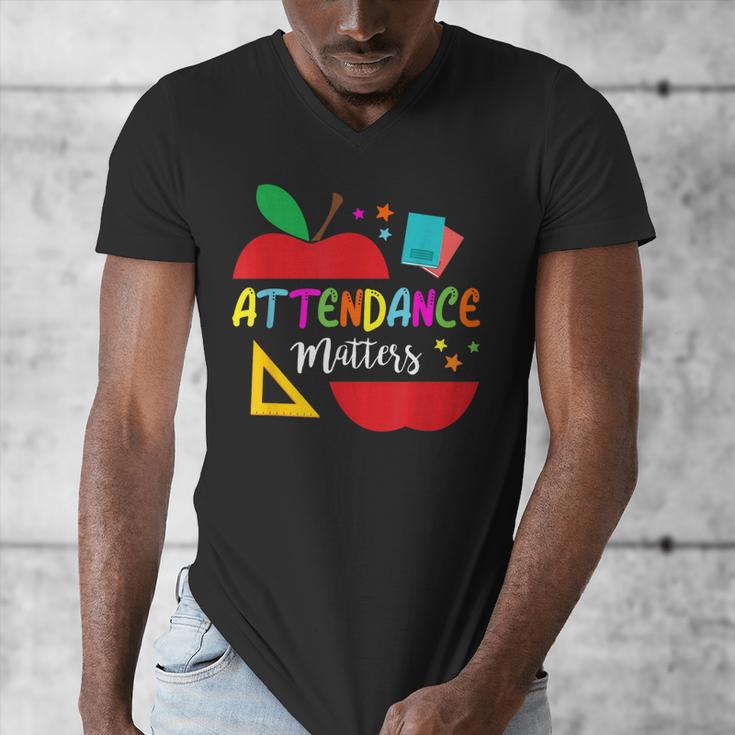 Attendance Matters Teacher Apple For Back To School Men's V-Neck T-Shirt, funny design