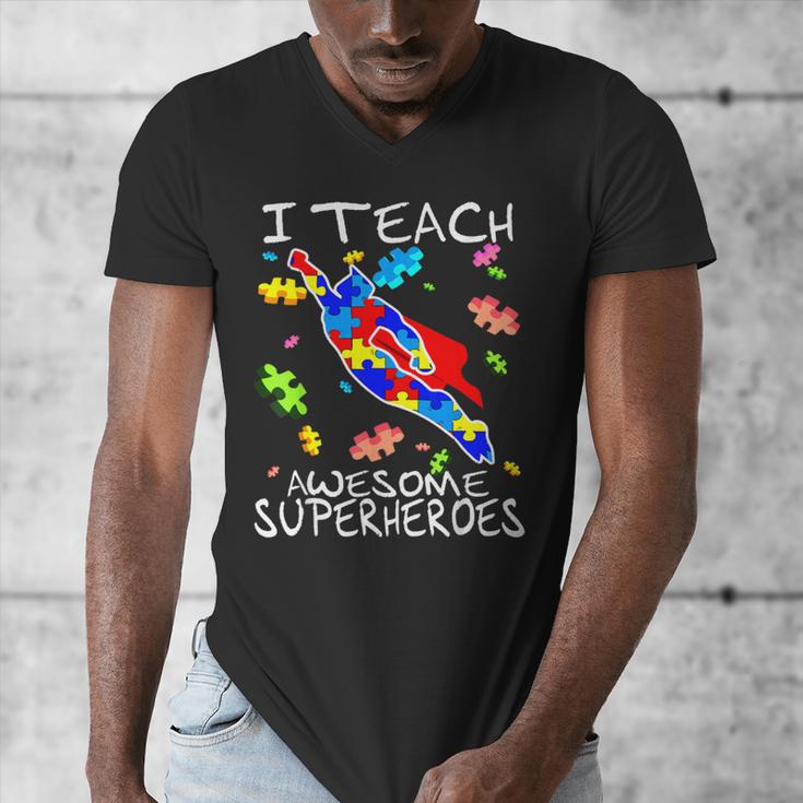 Autism Awareness Teacher I Teach Awesome Superheroes Men's V-Neck T-Shirt, funny design Autism Awareness Teacher I Teach Awesome Superheroes Men's V-Neck T-Shirt, funny design