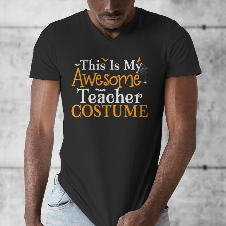 This Is My Awesome Teacher Costume Halloween Party Matching Men's V-Neck T-Shirt, funny design This Is My Awesome Teacher Costume Halloween Party Matching Men's V-Neck T-Shirt, funny design