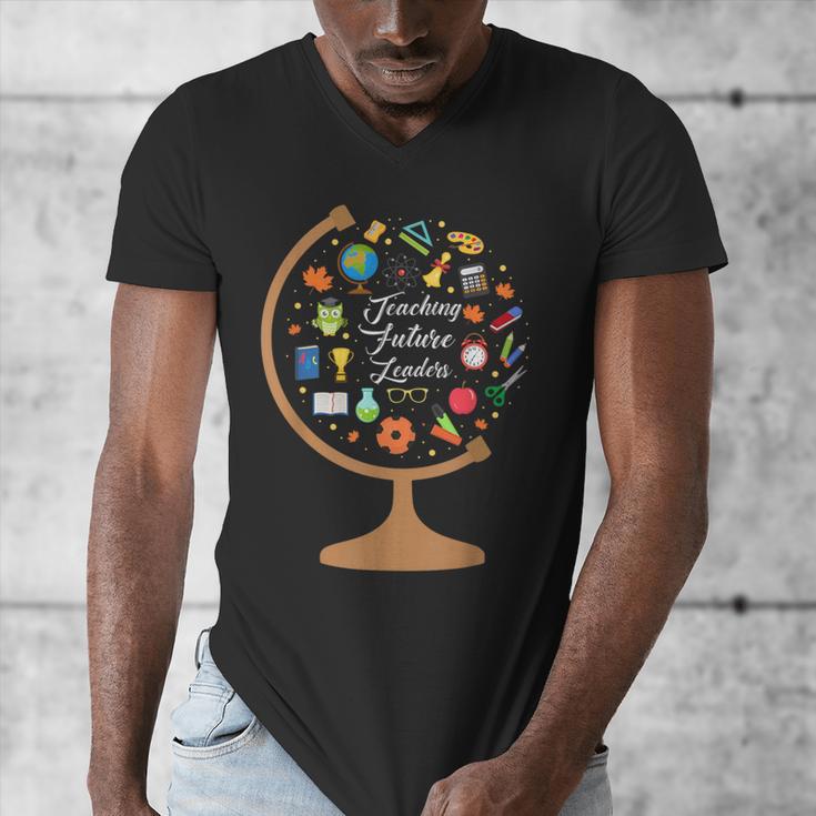 Awesome Teachers T Shirt Teaching Future Leaders Globe For Men Women Men's V-Neck T-Shirt, funny design