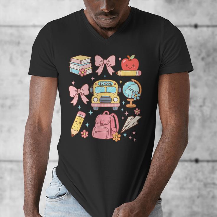 Back To School Coquette Teacher Women Girl Kindergarten PreK Men's V-Neck T-Shirt, funny design