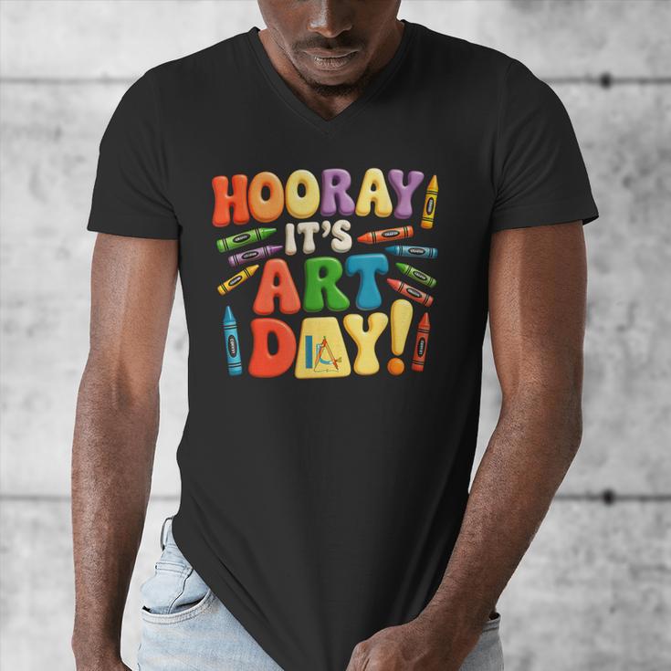 Back To School Hooray It's Art Day Art Teacher Artist Men's V-Neck T-Shirt, funny design Back To School Hooray It's Art Day Art Teacher Artist Men's V-Neck T-Shirt, funny design