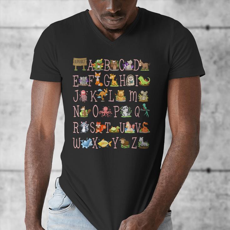 Back To School Kindergarten Teacher ABCs Animals Alphabet Men's V-Neck T-Shirt, funny design
