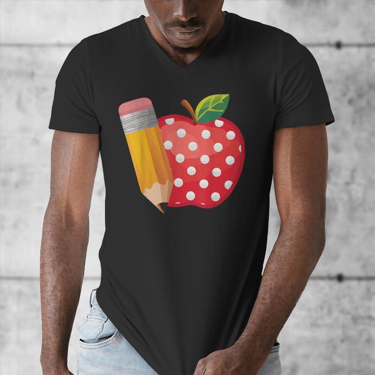 Back To School Pencil And Apple Teacher Student Men's V-Neck T-Shirt, funny design