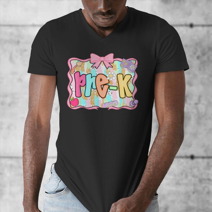 Back To School Pre-K Preppy Teacher Girl Men's V-Neck T-Shirt, funny design