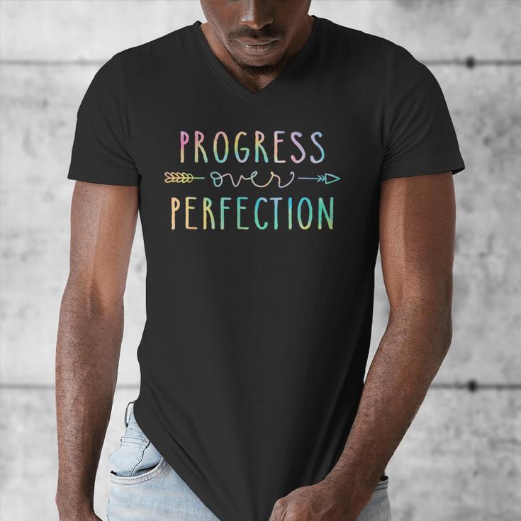 Back To School Progress Over Perfection Motivational Teacher Men's V-Neck T-Shirt, funny design Back To School Progress Over Perfection Motivational Teacher Men's V-Neck T-Shirt, funny design