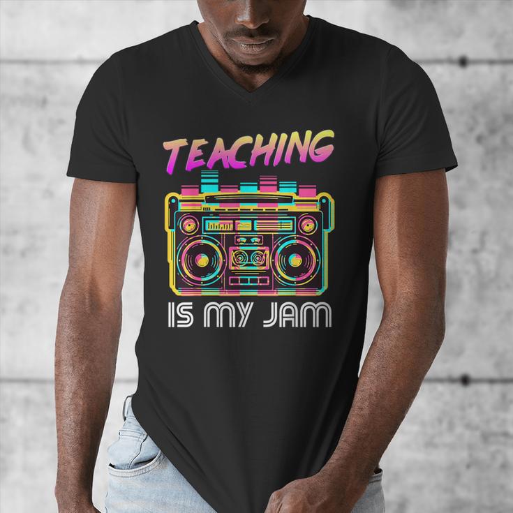 Back To School Retro Teaching Is My Jam 80s Teacher Boombox Men's V-Neck T-Shirt, funny design Back To School Retro Teaching Is My Jam 80s Teacher Boombox Men's V-Neck T-Shirt, funny design