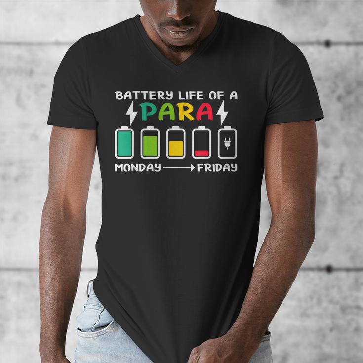 Battery Life Of a Paraprofessional Para Teacher Life Men's V-Neck T-Shirt, funny design Battery Life Of a Paraprofessional Para Teacher Life Men's V-Neck T-Shirt, funny design