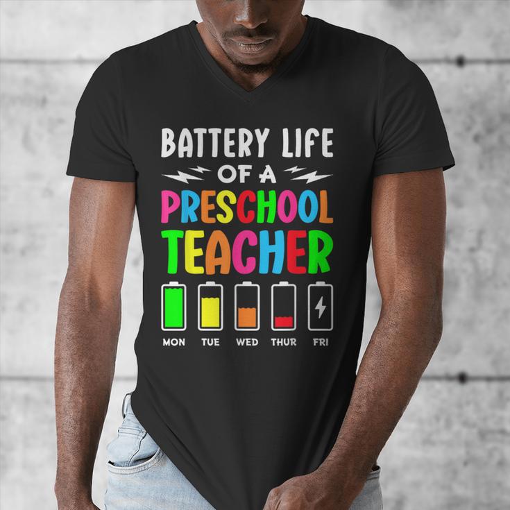 Battery Life Of a Preschool School Teacher School Week Men's V-Neck T-Shirt, funny design