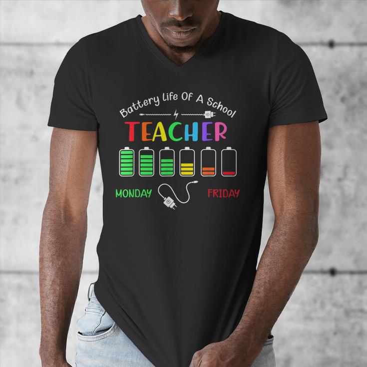 Battery Life Of A School Teacher Monday To Friday For Men Women Men's V-Neck T-Shirt, funny design Battery Life Of A School Teacher Monday To Friday For Men Women Men's V-Neck T-Shirt, funny design