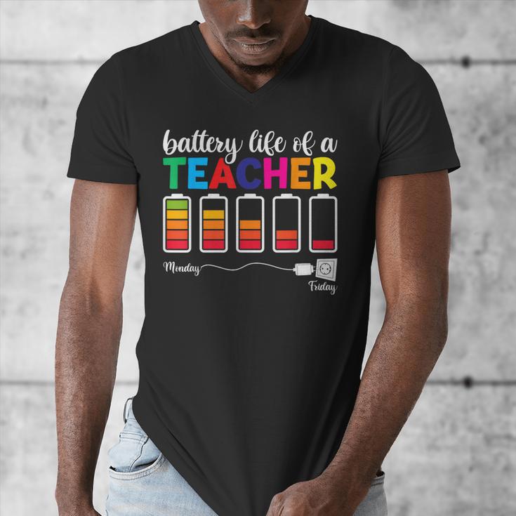 Battery Life Of a Teacher Shirt Thanksgiving Teacher Men's V-Neck T-Shirt, funny design